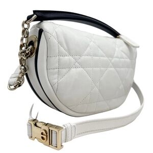 Christian Dior Lambskin Cannage Medium Dior Vibe Hobo Bag – White